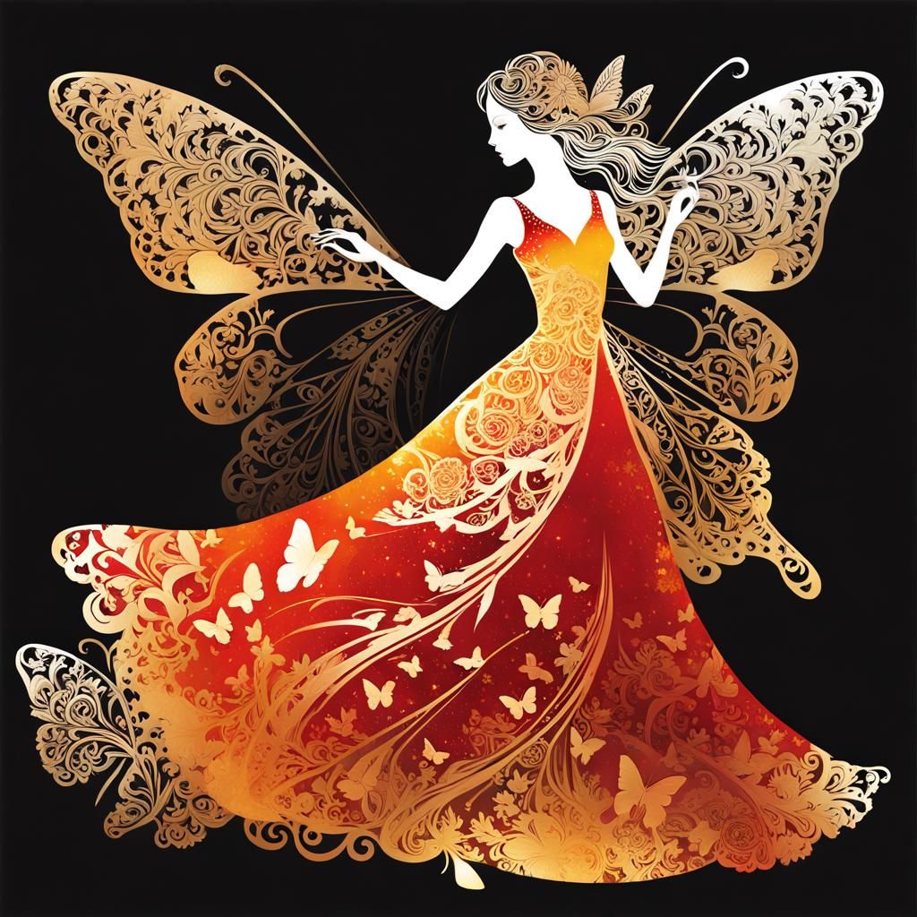 Gypsy Girl Silhouette in Foil Stamping Art