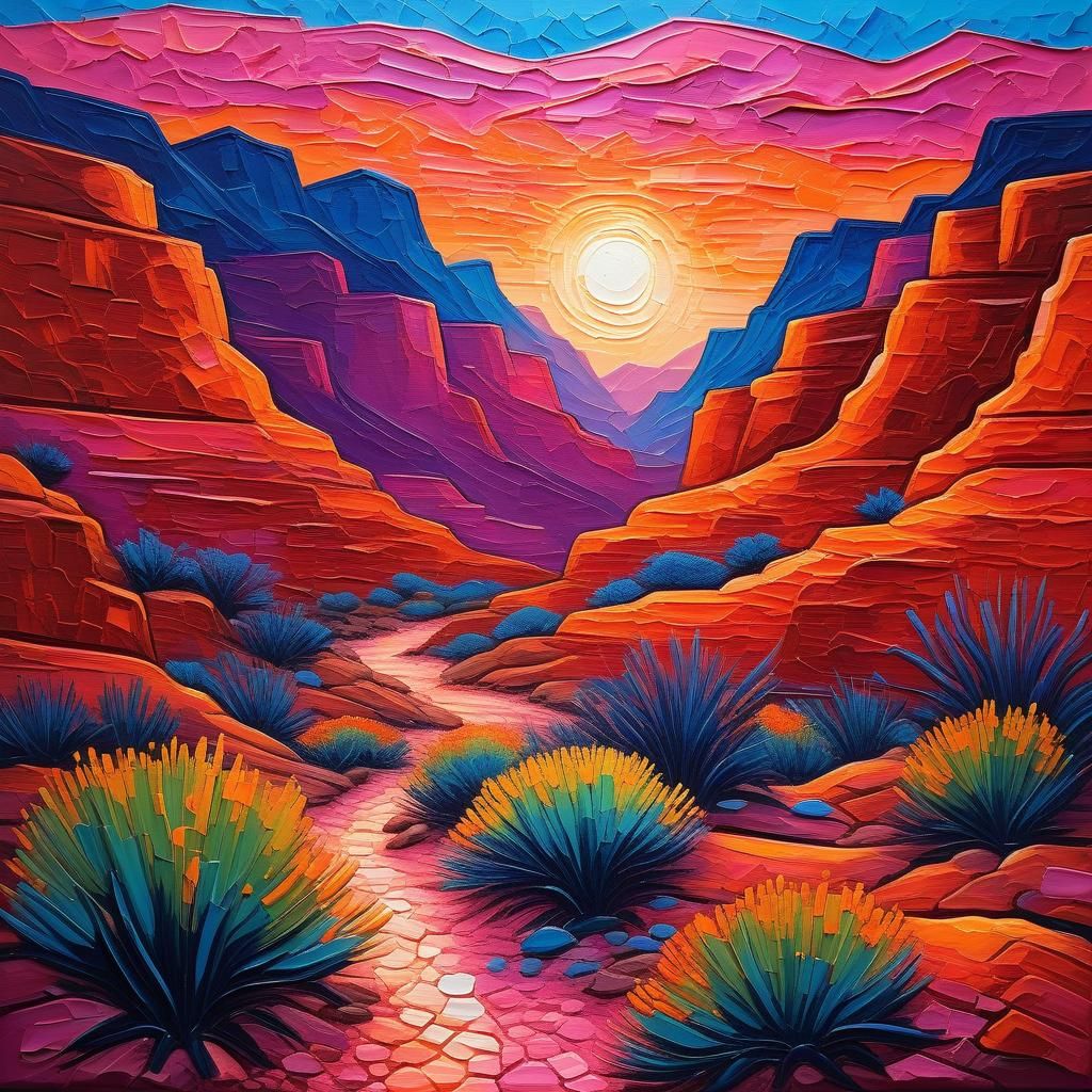 Desert Canyon Sunrise in Expressionist Style