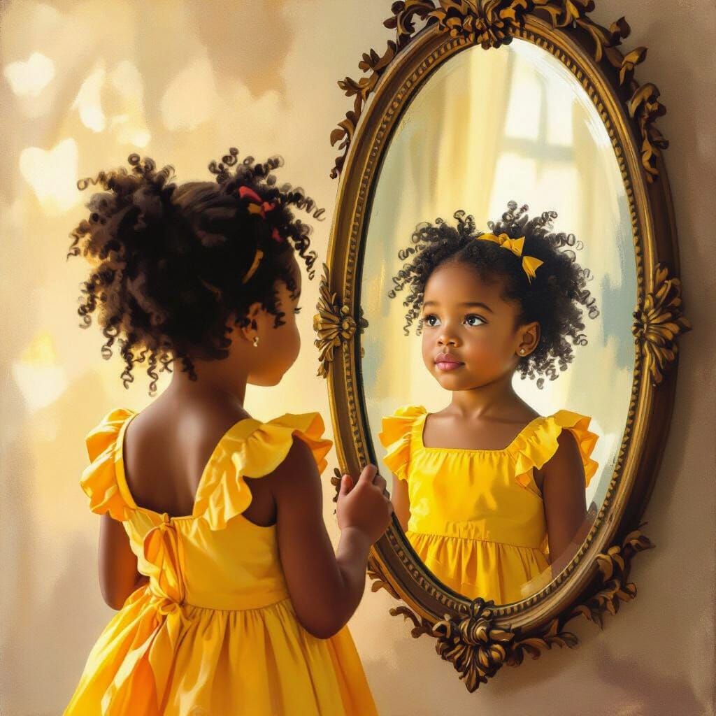 Girl and Mirrored Woman: Social Realism Portrait