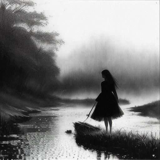 Bathing Beauties: A Digital Pointillist Riverbank Scene