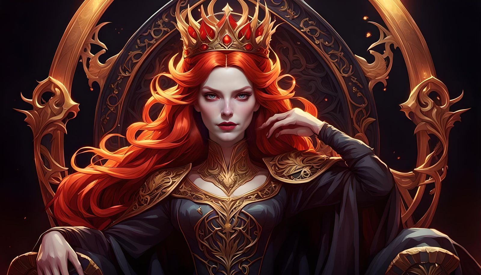 Redhead Evil Queen Portrait in Artgerm Style