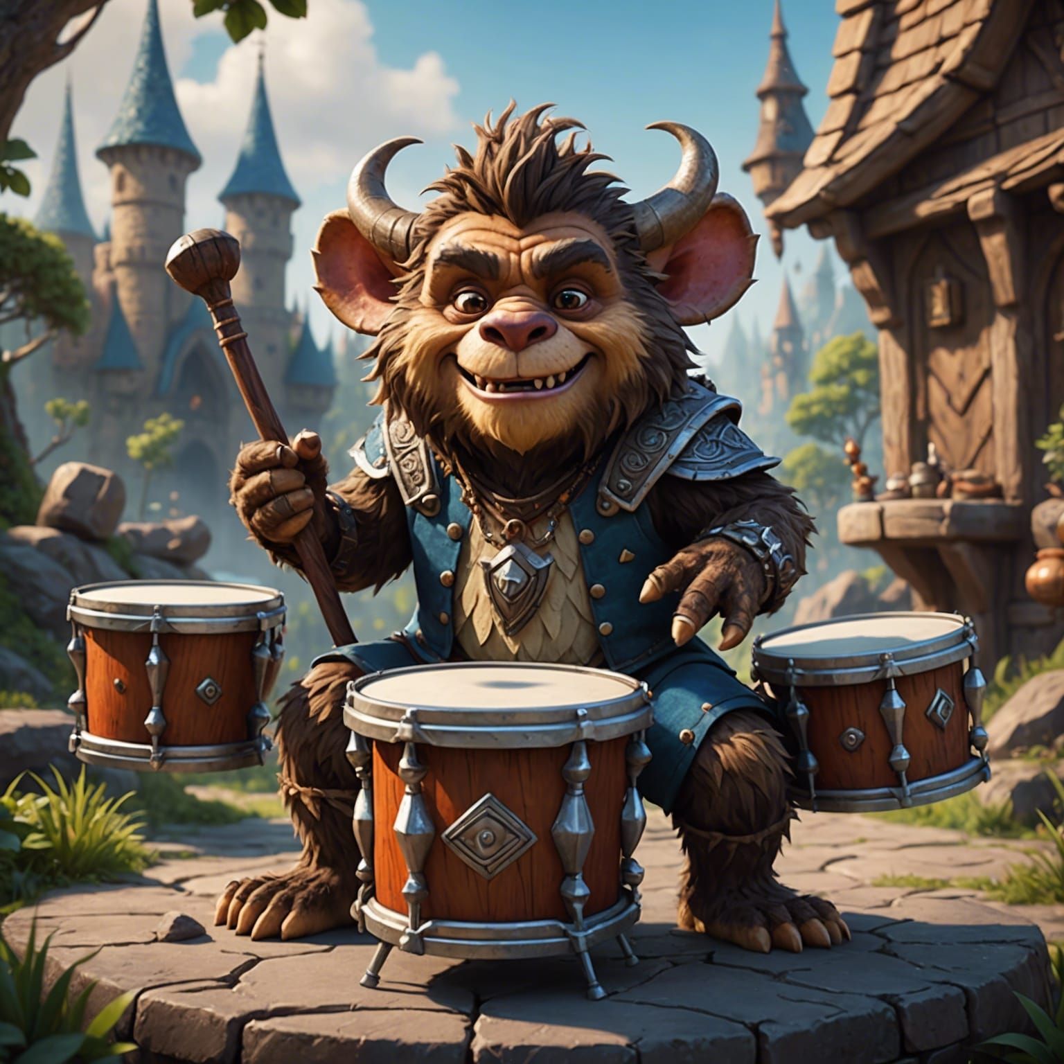 Cute Bugbear Drummer in Disney Style
