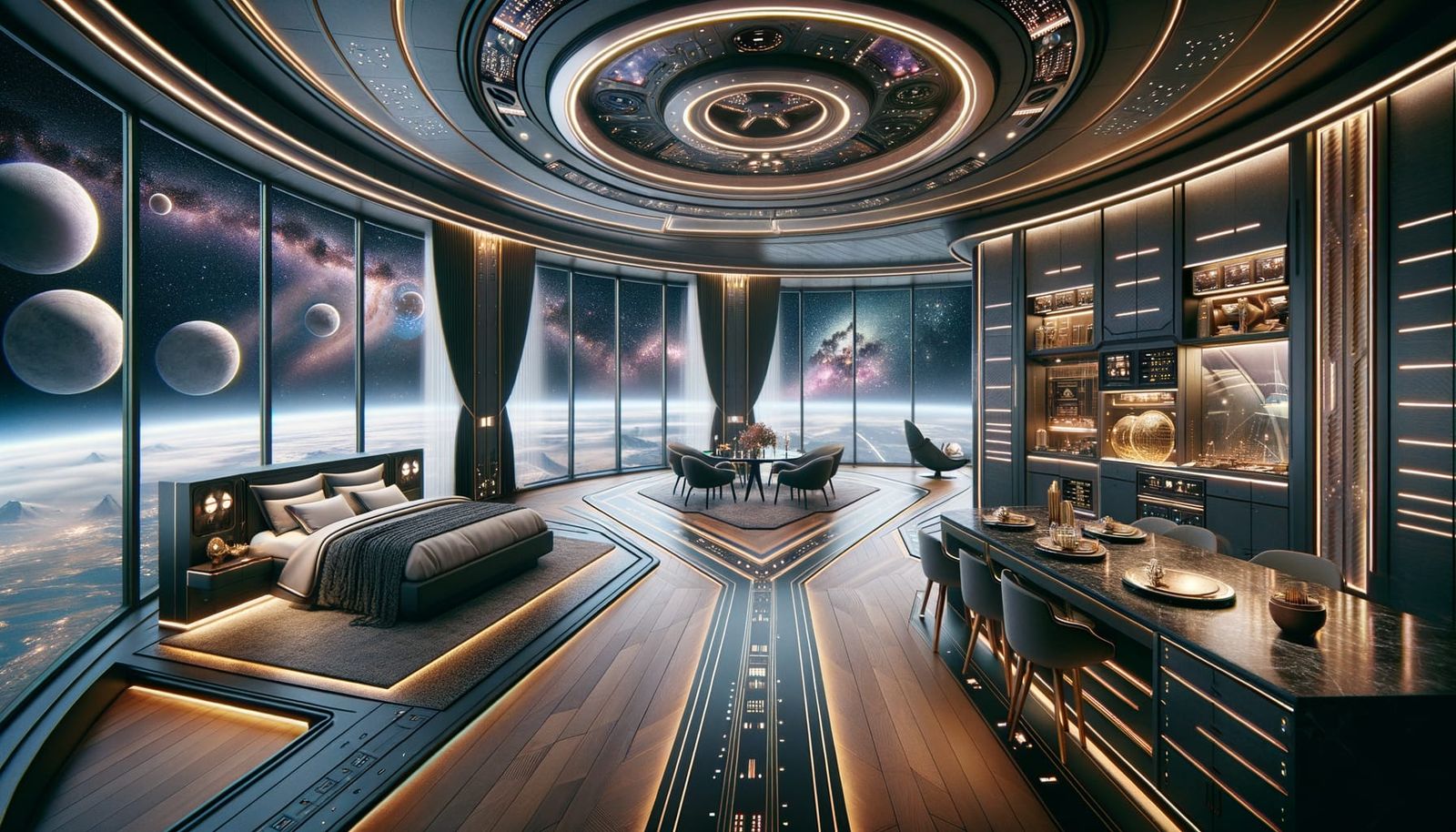 Luxurious Starship Captain's Private Quarters