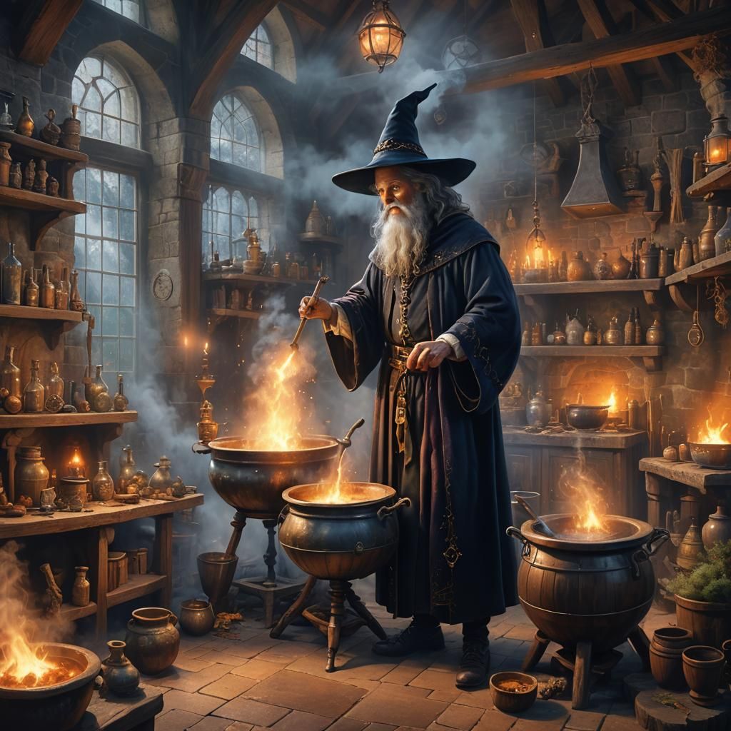 Medieval Witch Laboratory in Ethereal Fantasy Style