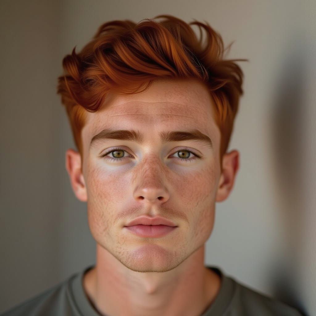 Close-Up Portrait of a Young Man, Vermeer Inspired