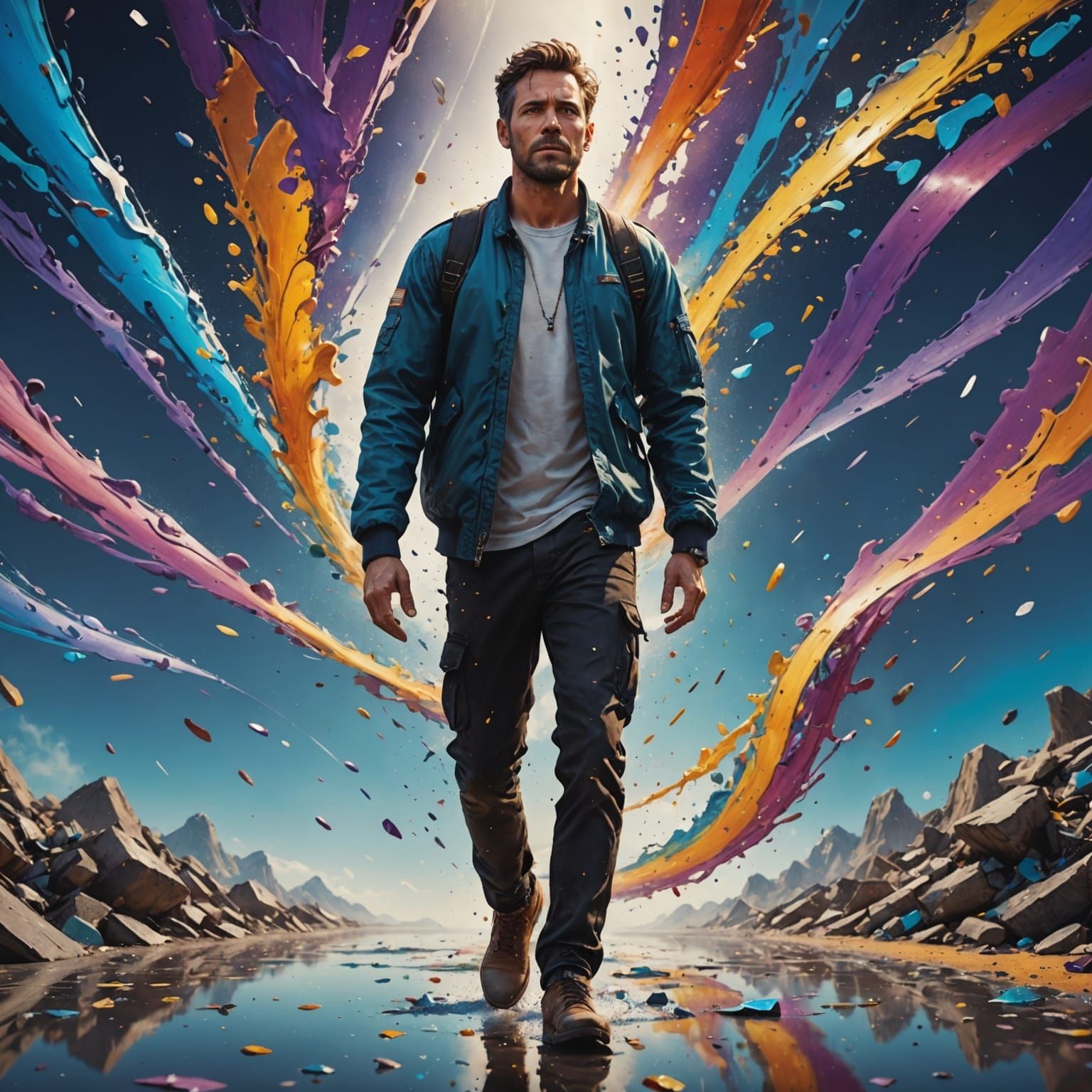 Ethereal Figure Strides into Infinity