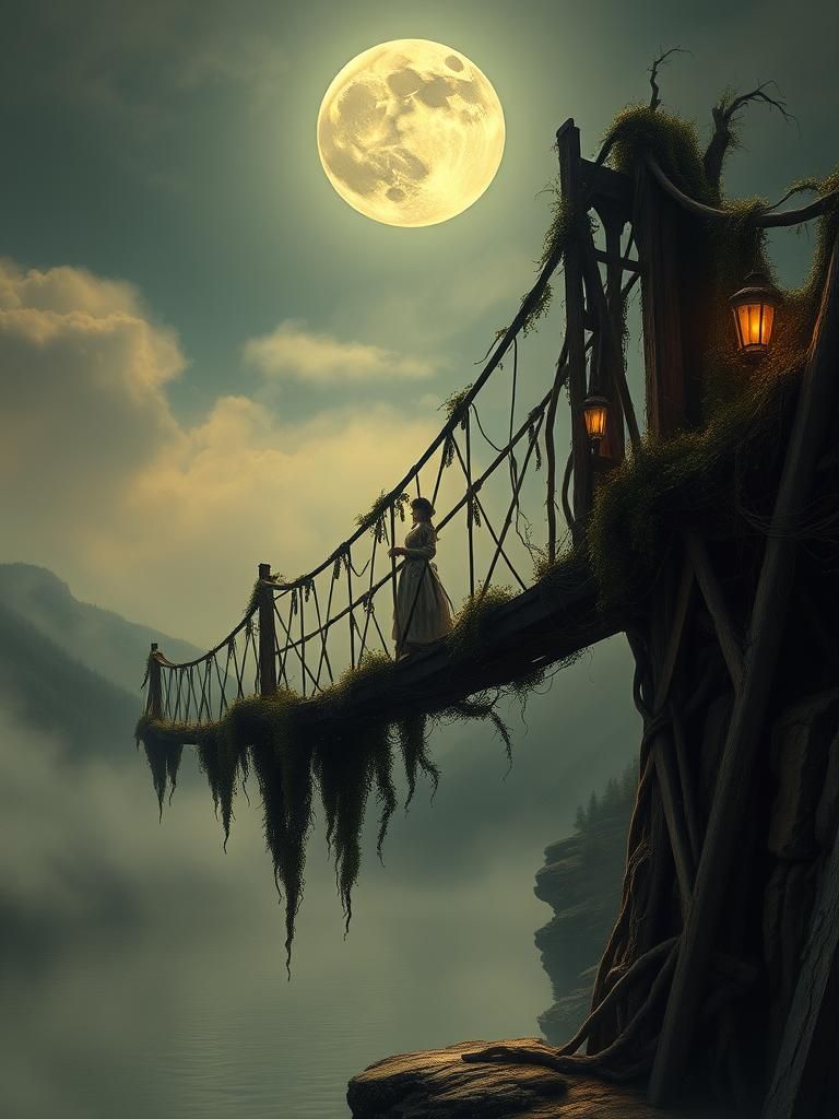 Mystical Bridge Between Worlds in Surreal Style