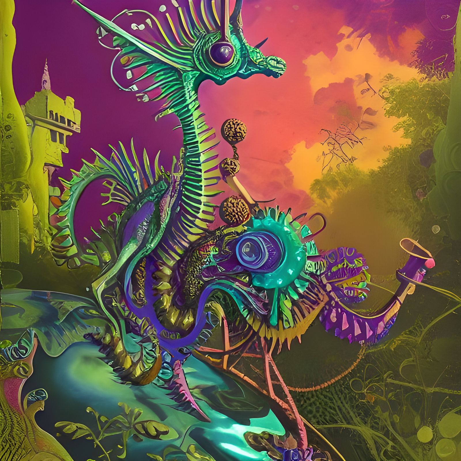 Steampunk Lisa Frank Leafy Seadragon Masterpiece