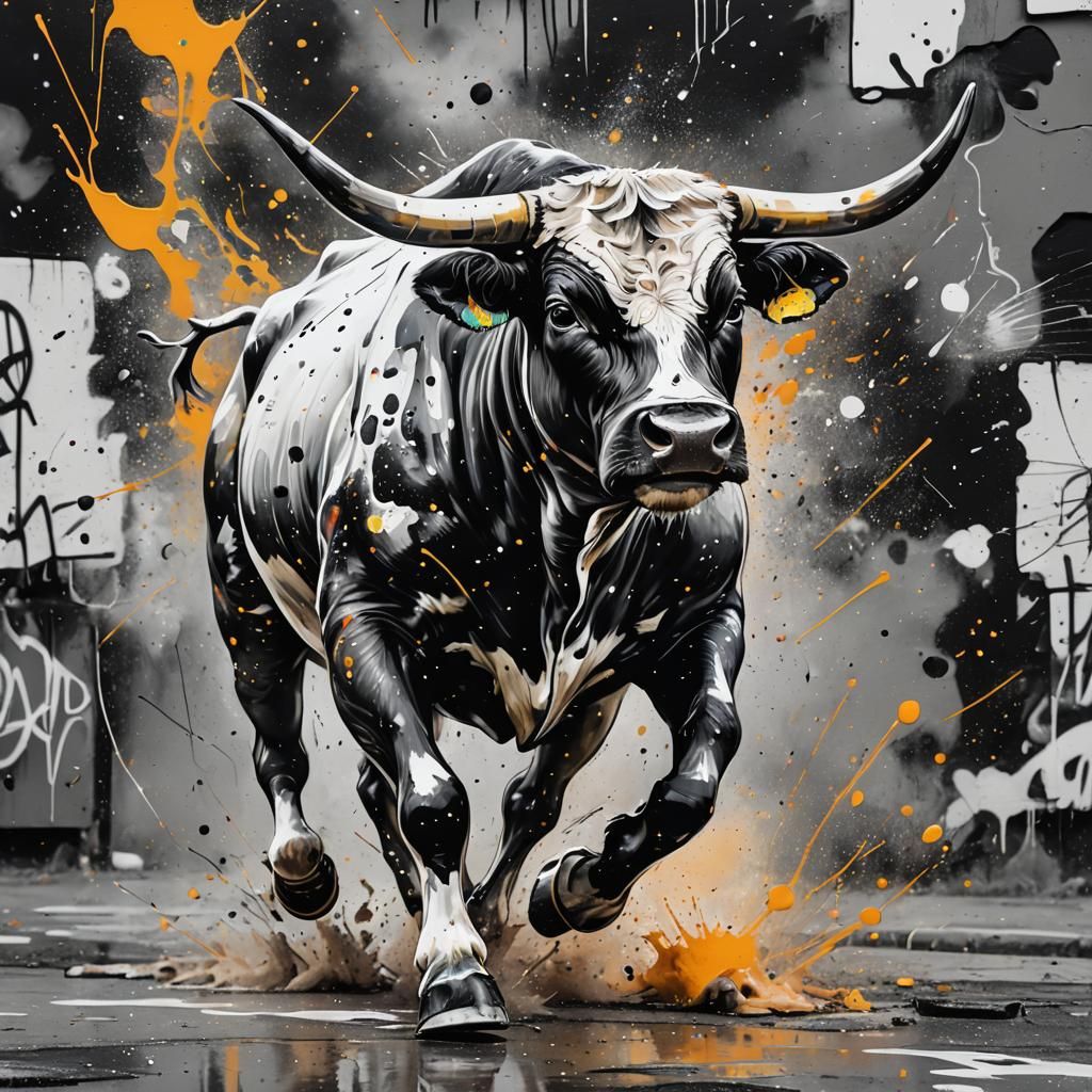 Dynamic Bull: Holographic Astral Illustration