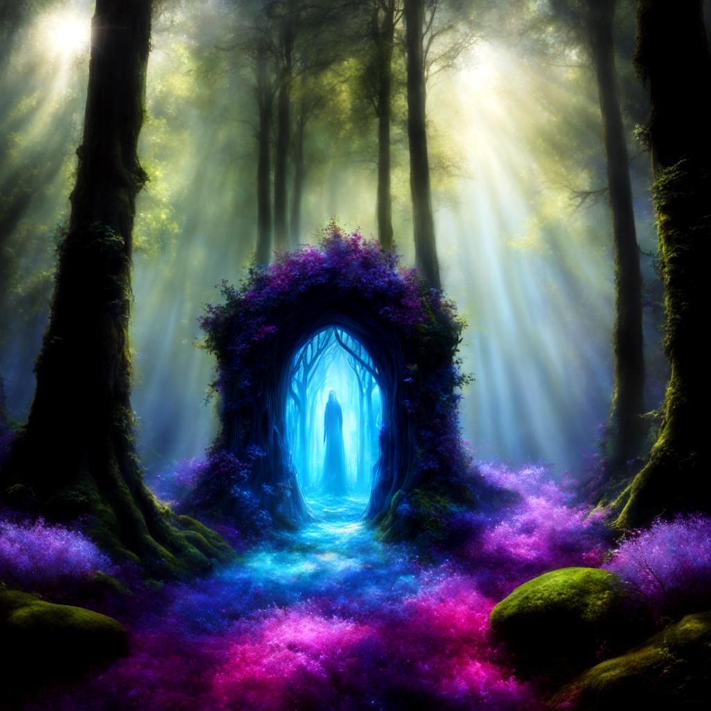 Magical Portal to Fae Realm in Surreal Style