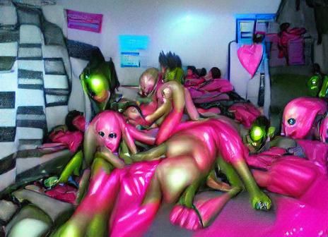 Hyperrealistic Alien BDSM Orgy in Neon Pink