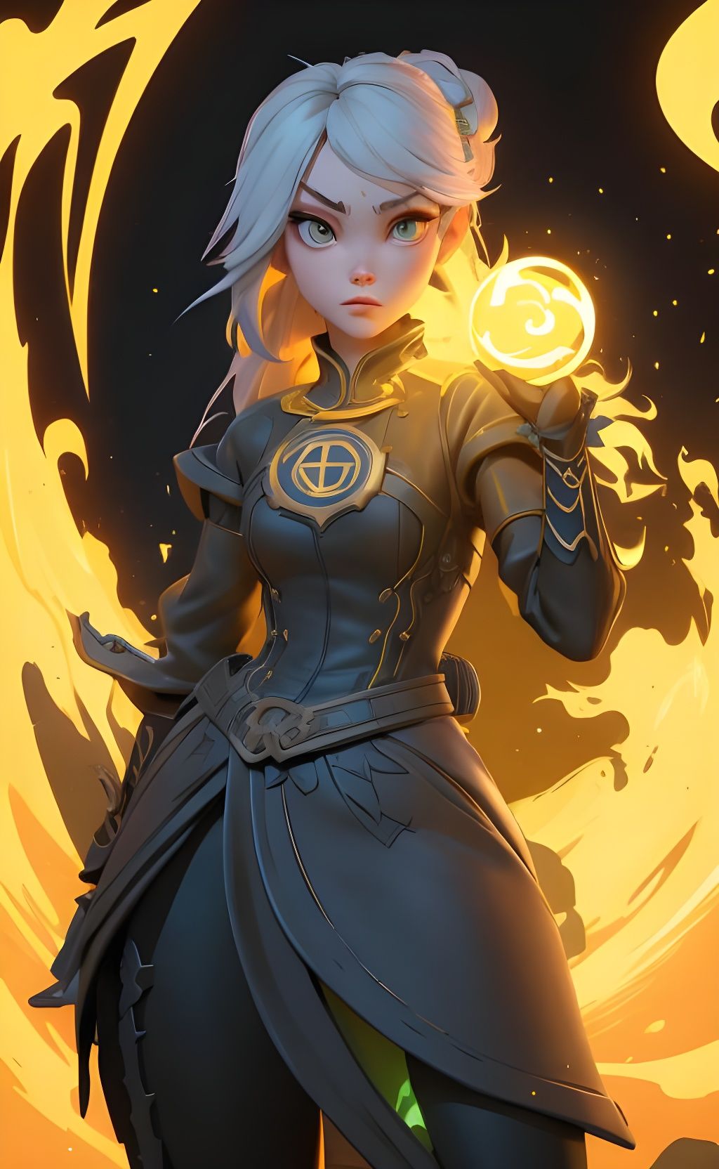 Cute Girl in Street Outfit with Norse Runes