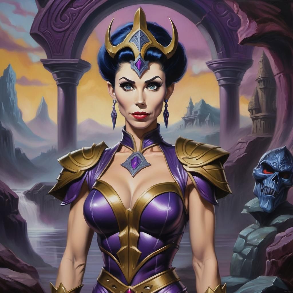 Evil Lyn Cosplayer in Fantasy Oil Painting