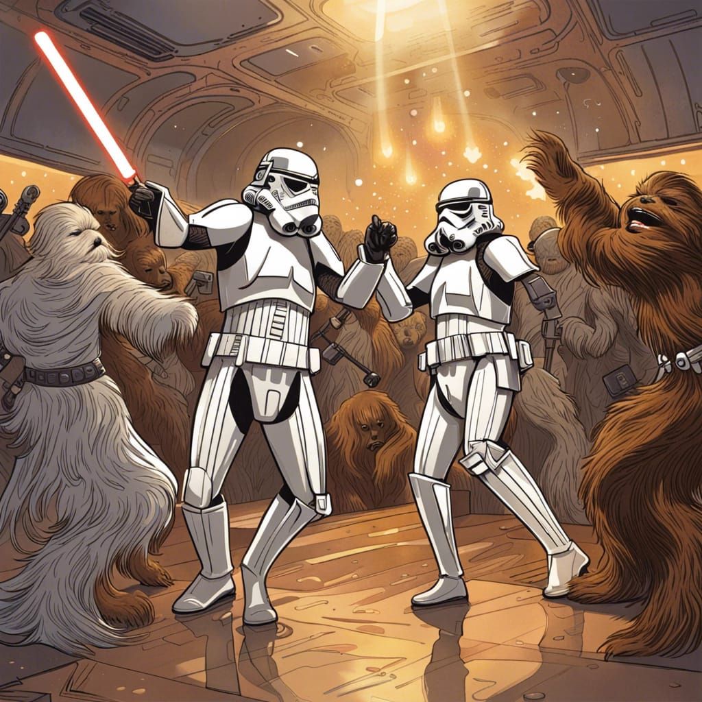 Stormtroopers and Wookies Party in Art Nouveau Style