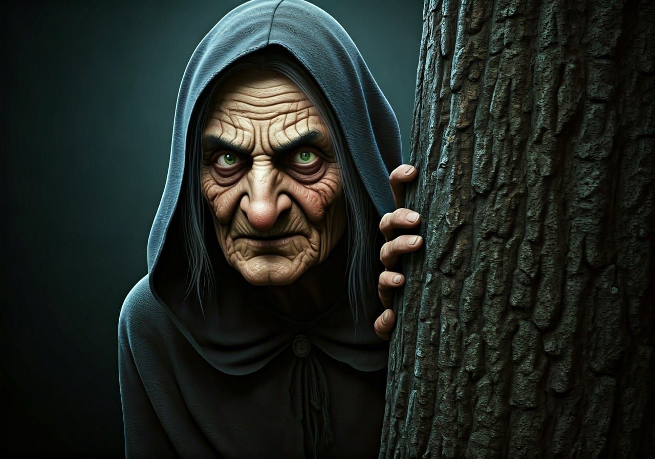 Mysterious Old Witch Emerges from Shadows in Classic Horror ...