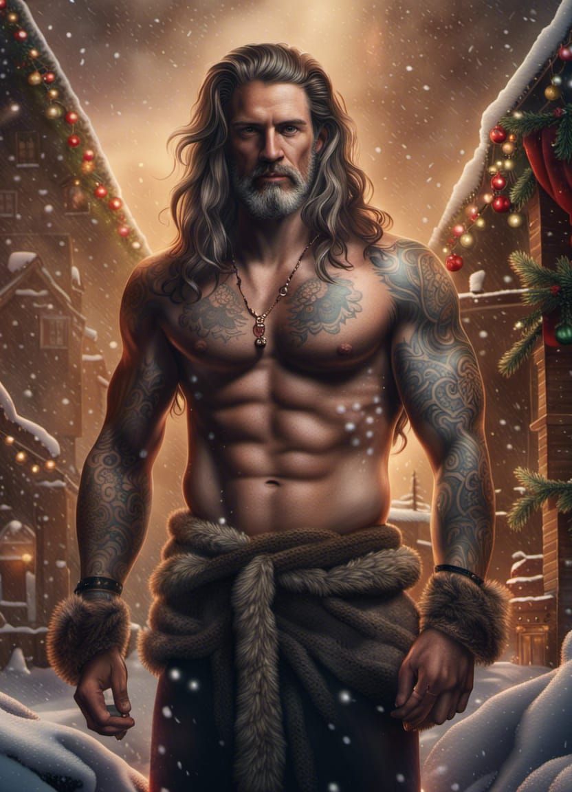Epic Christmas Man: Detailed Digital Painting