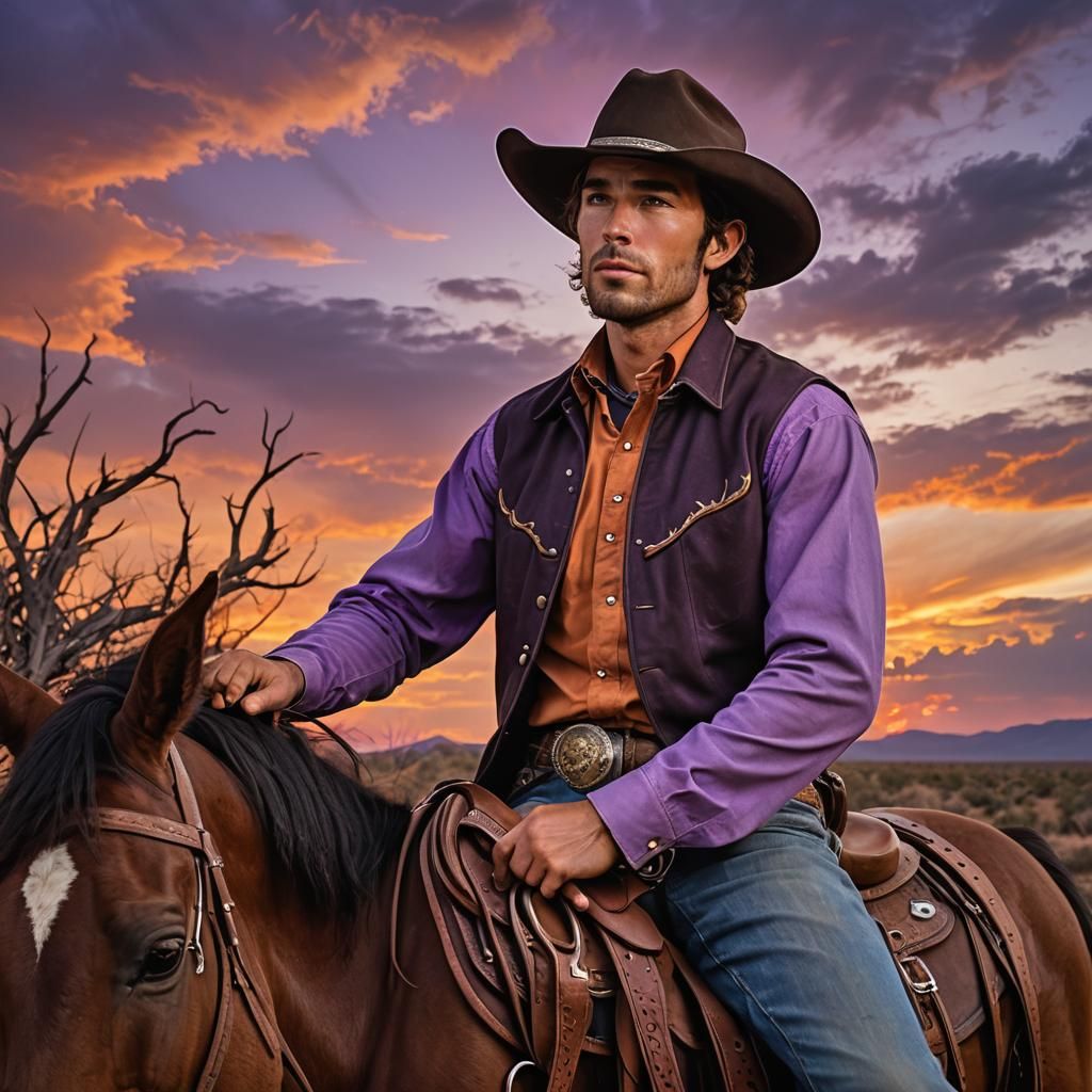 Cowboy Portrait at Sunset
