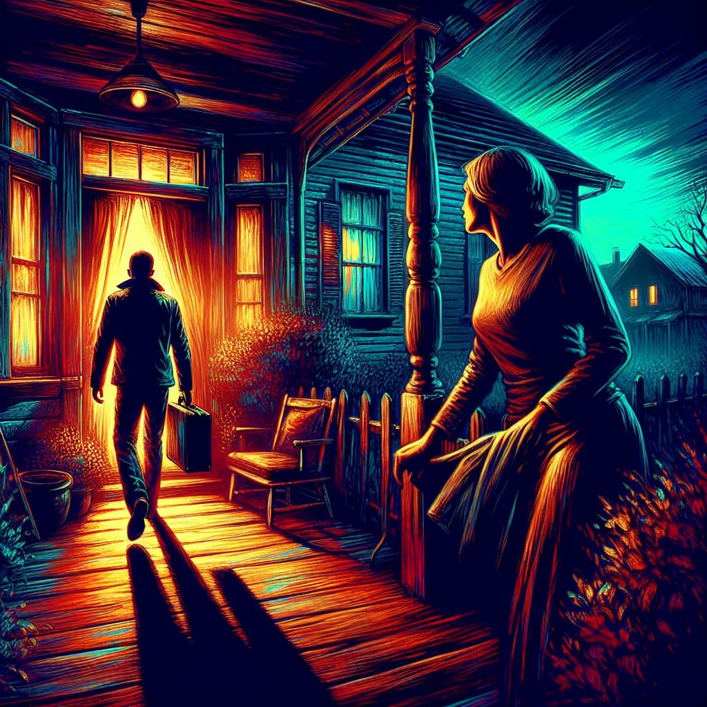 Suspicious Wife Greets Husband Home Late