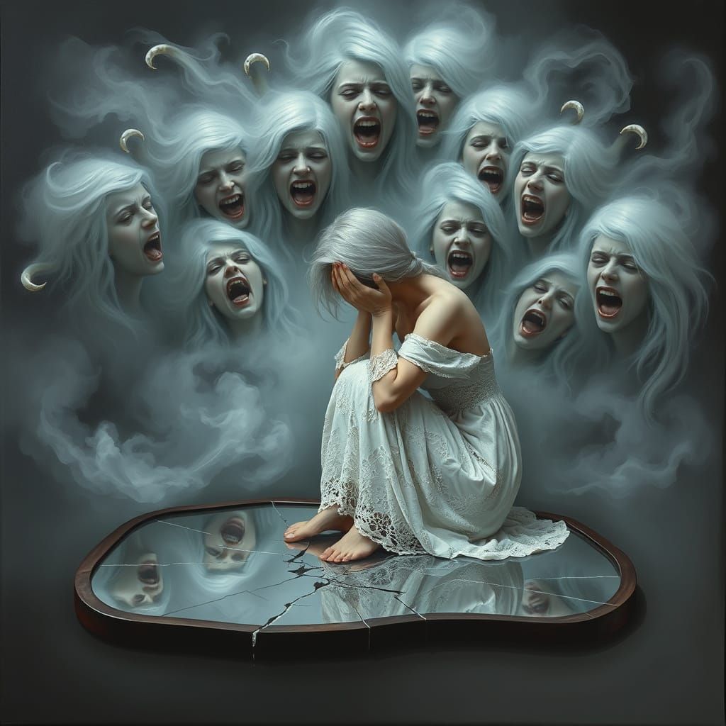 Surreal Scene of Despair and Sorrow in a Haunting, Ethereal ...