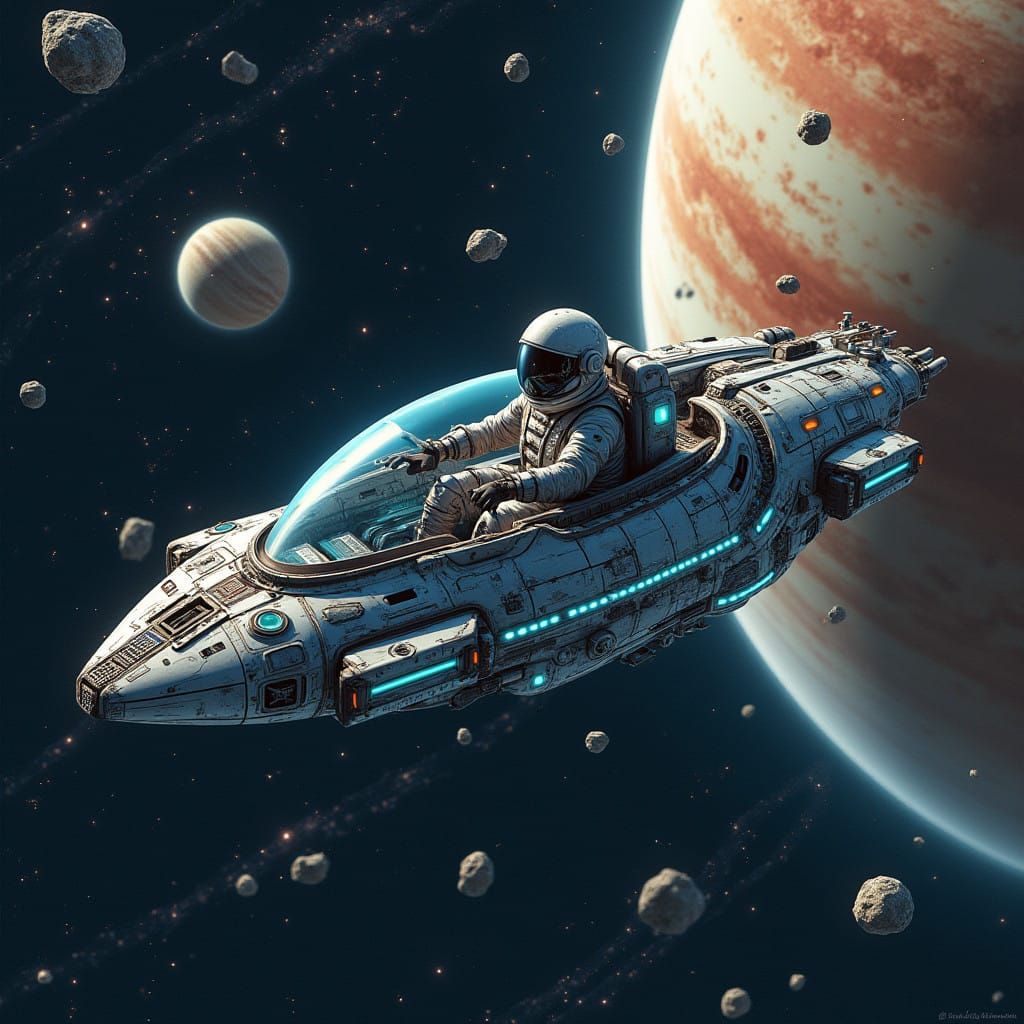 Sleek Spacecraft Adrift in Celestial Expanse