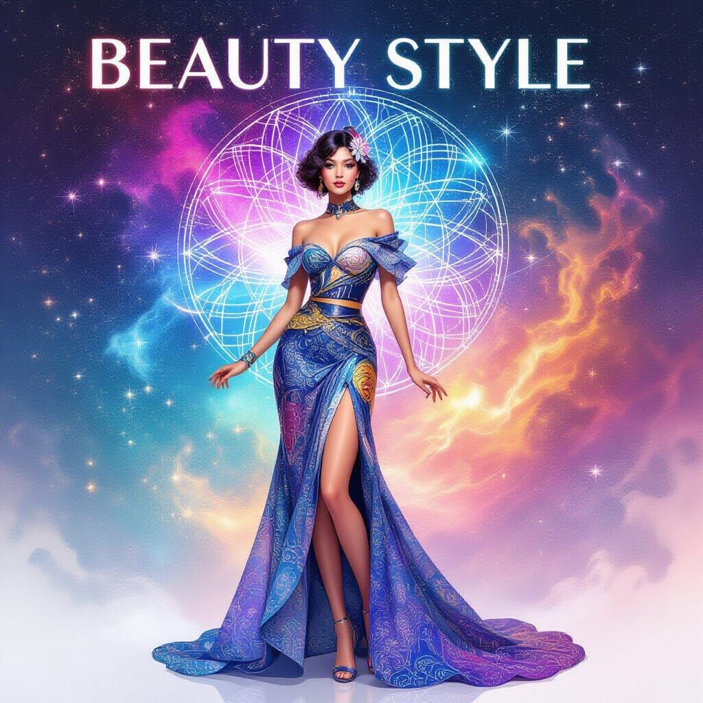 1925 Beauty Style Fashion in Cosmic Astral Illustration