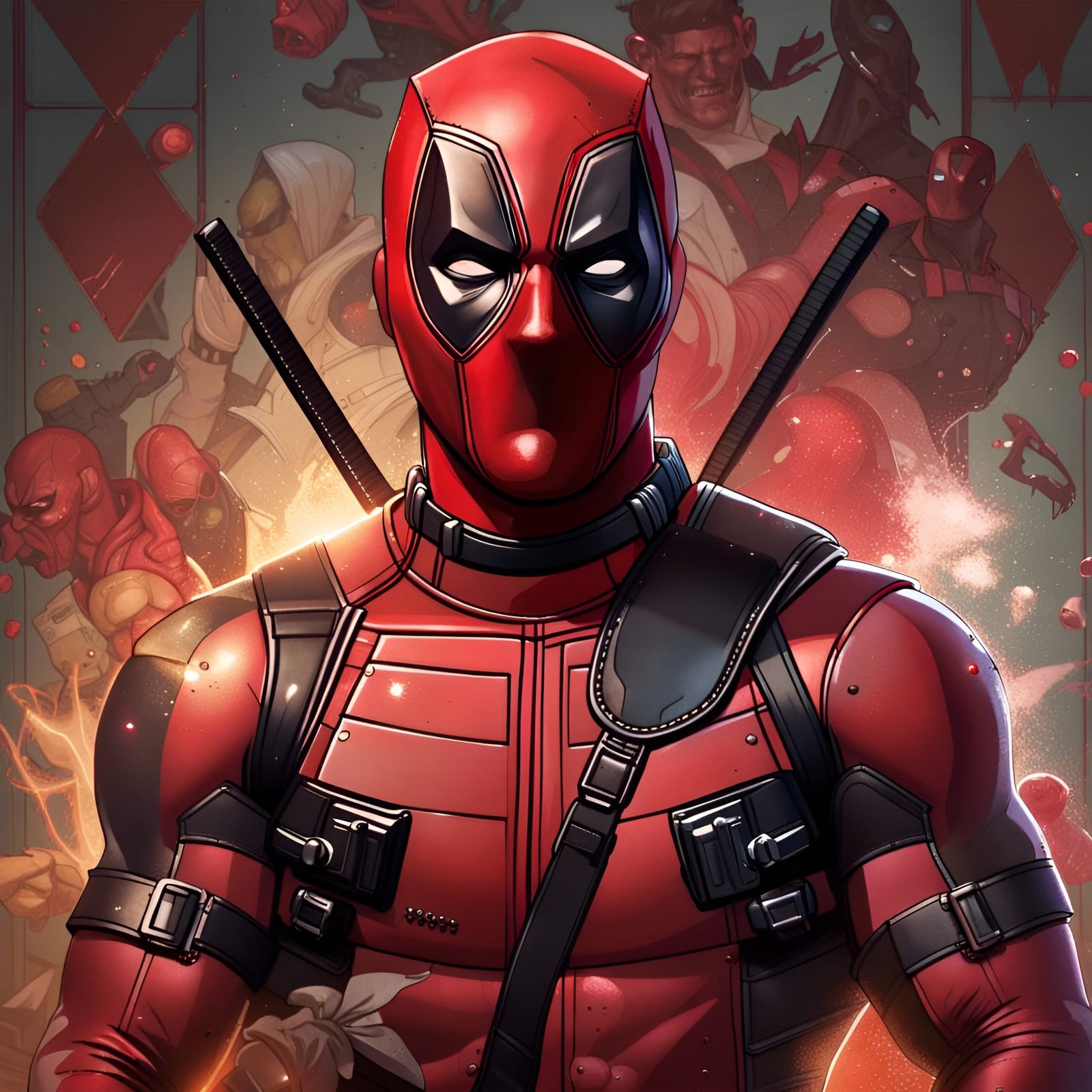 Hyperdetailed Deadpool Portrait in Volumetric Lighting