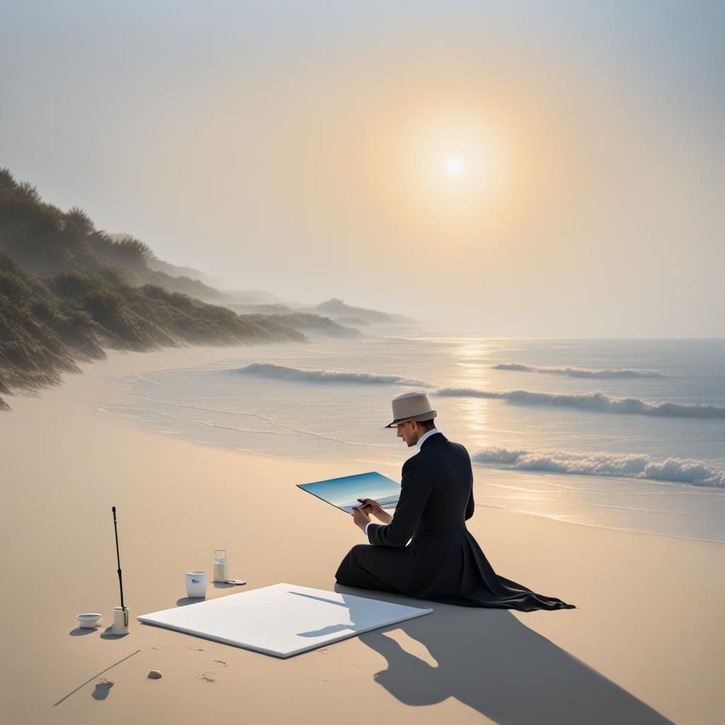 Elegant Founder Painting at the Beach