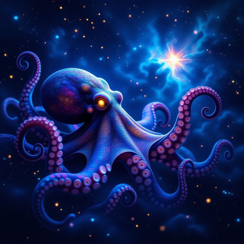 Colossal Space Octopus Drifts Through Cosmic Depths