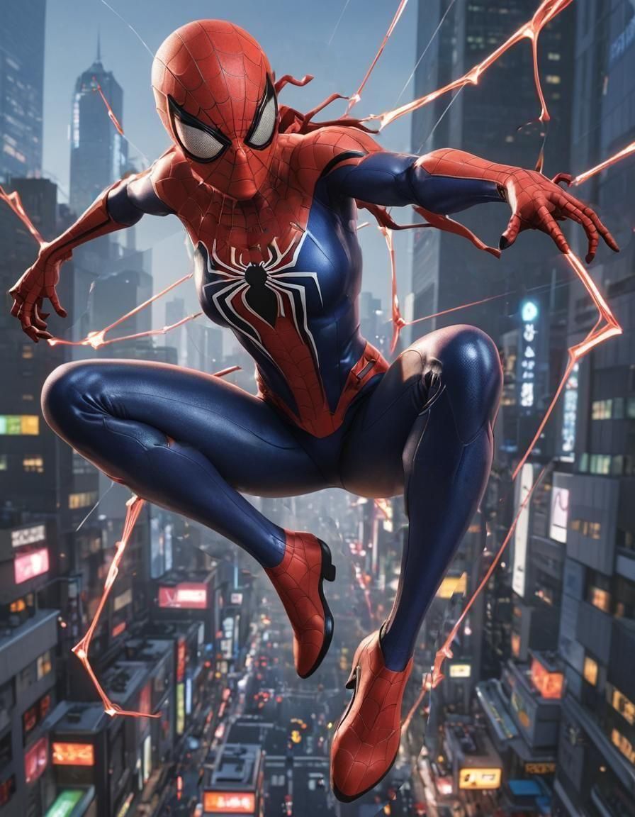 Spidergirl: 3D Anime Art Inspired by WLOP