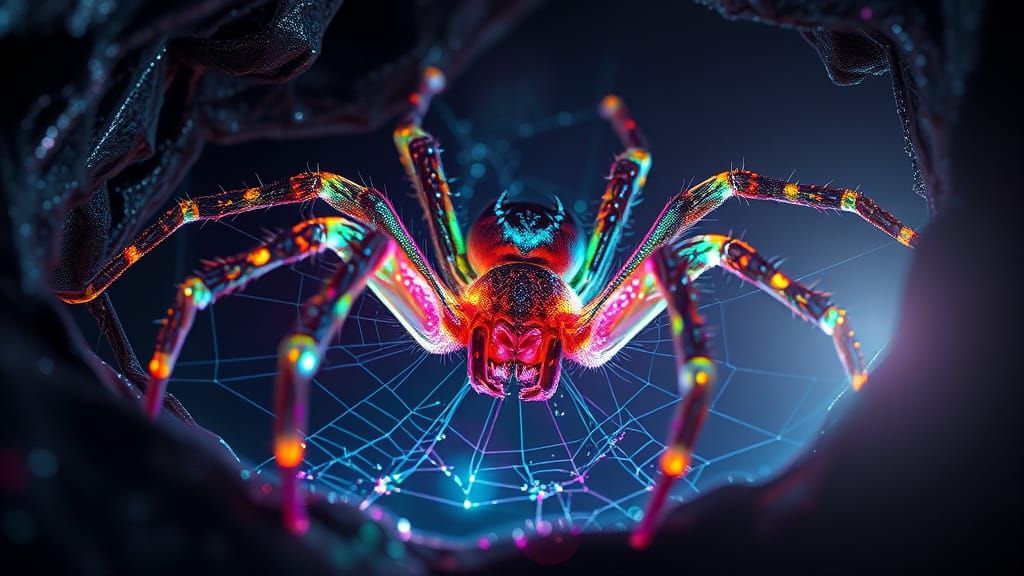 Bioluminescent Spider Artfully Crafted from Gossamer Webs