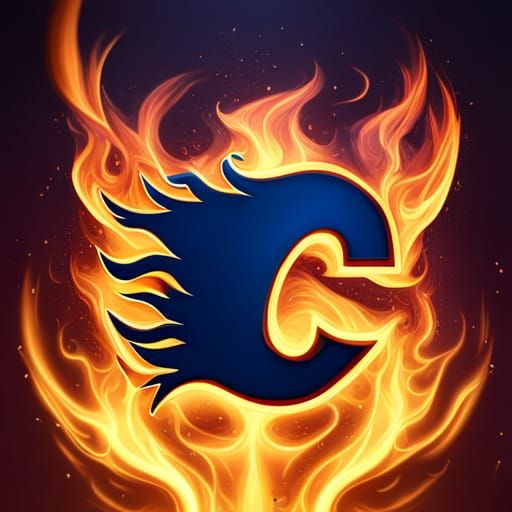 Calgary Flames Logo in Detailed Matte Painting