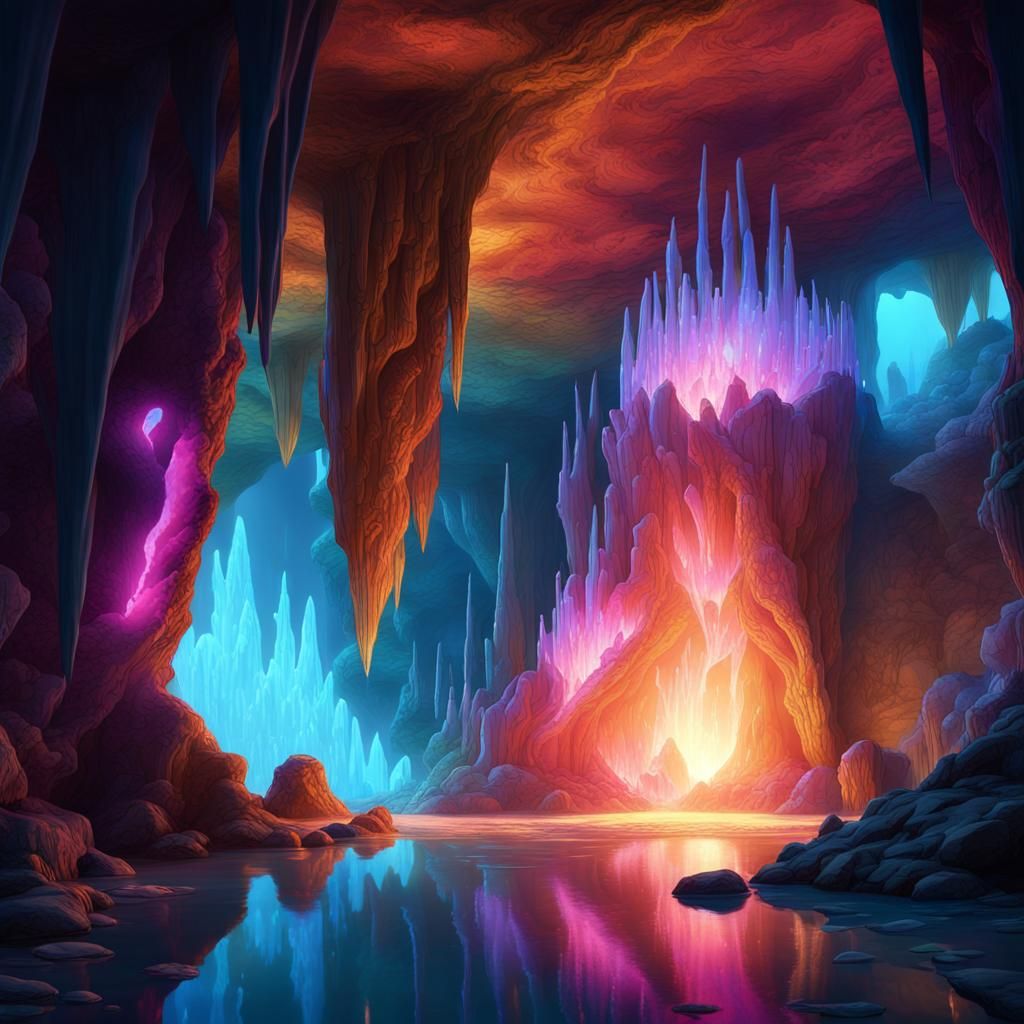 Enchanting Crystal Cave with Ethereal Glow
