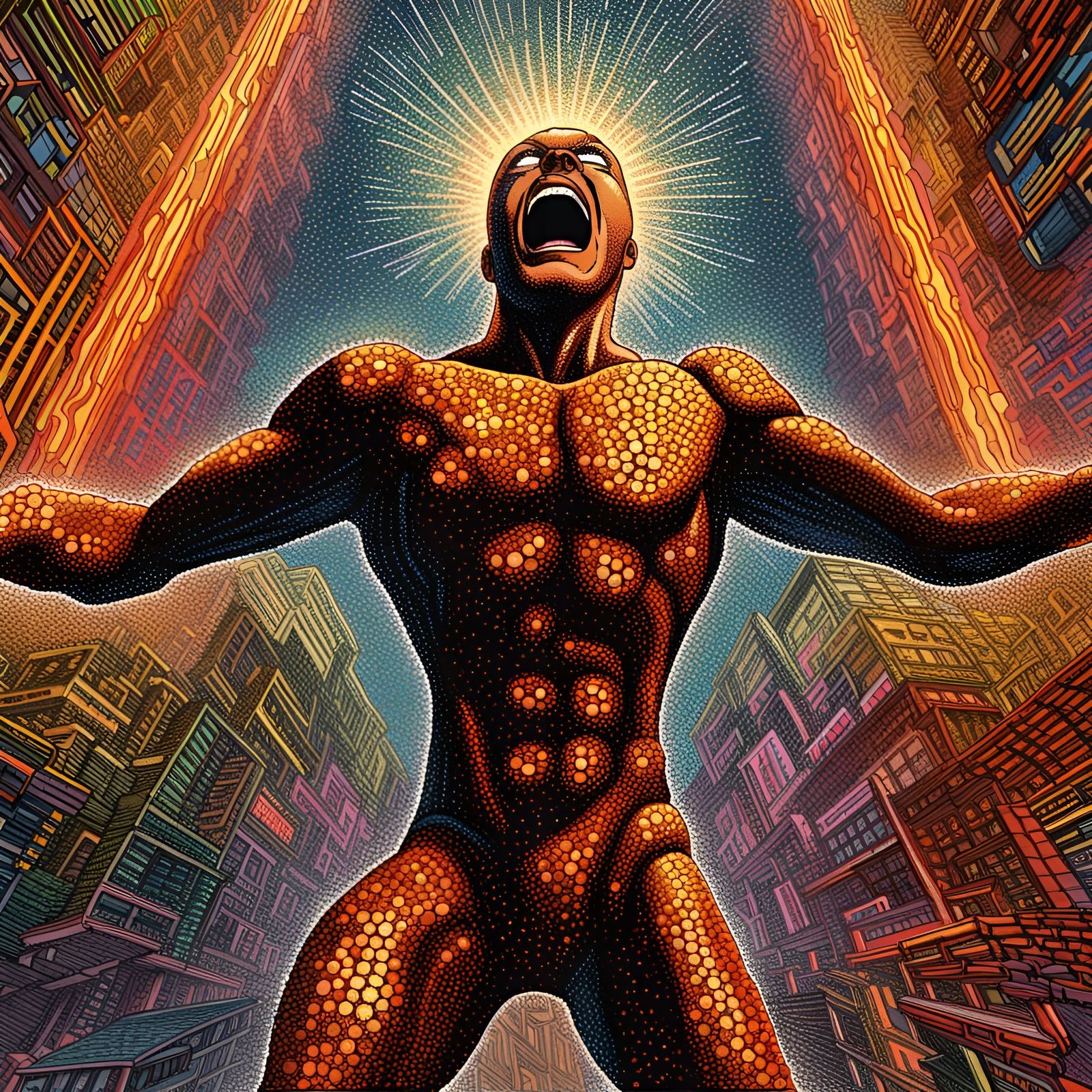 Energy Emanation: Pointillism Digital Art