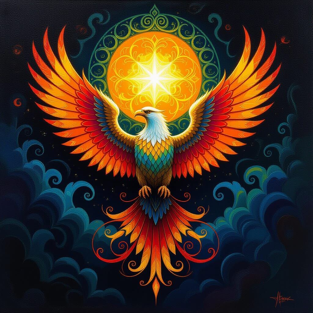 Vivid Sigil Oil Painting with Intricate Details