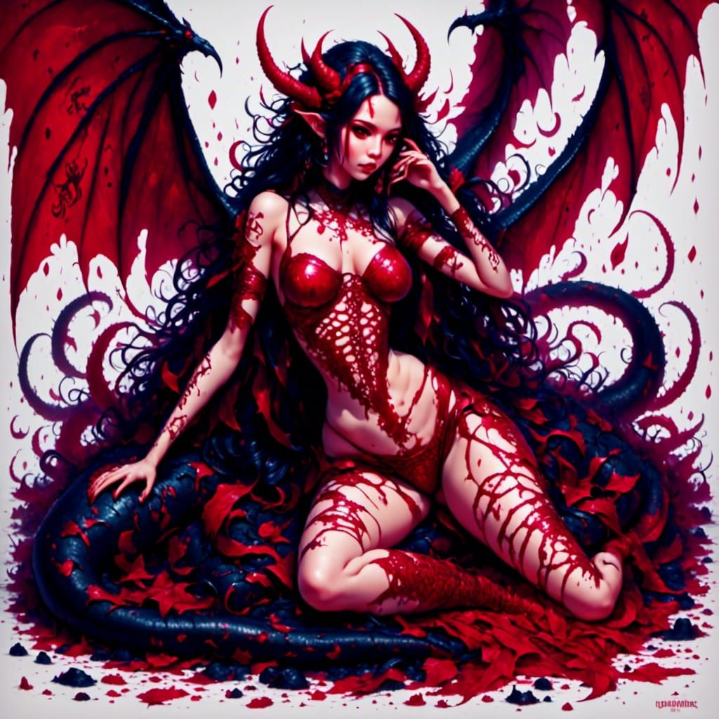 Lilith: Beautiful Monster with Glowing Runes