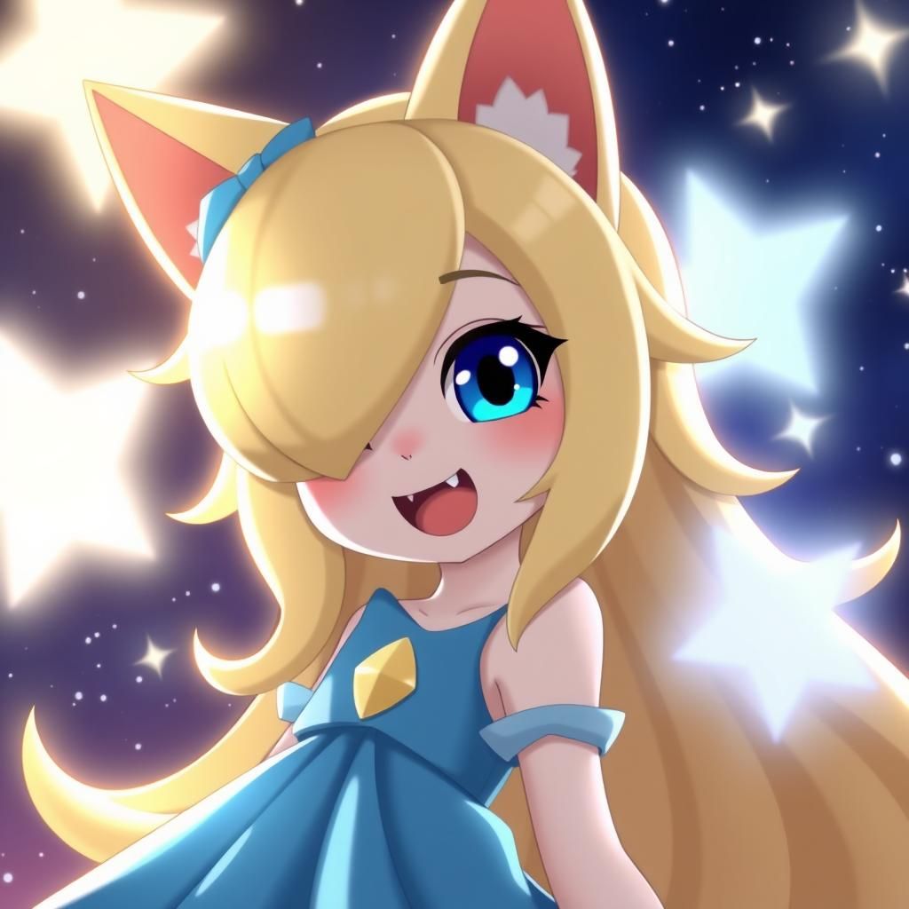 Anime Catgirl Princess Rosalina in Starry Night