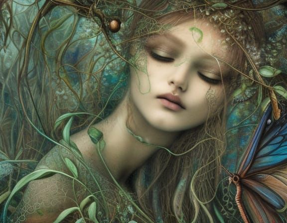 Dragonfly-Human Hybrid in Forest, Detailed Digital Art