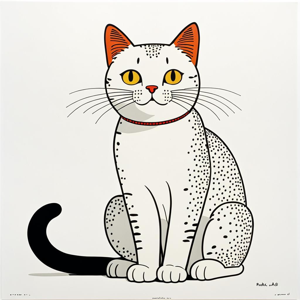 Stylized Cat Illustration with Bold Outlines