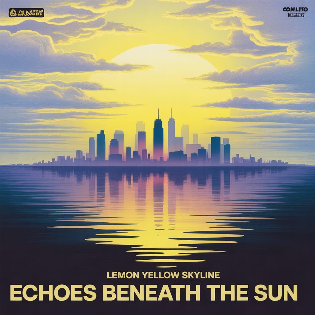 Dreamy Quilted Skyline Record Cover in Sun-Drenched Hues