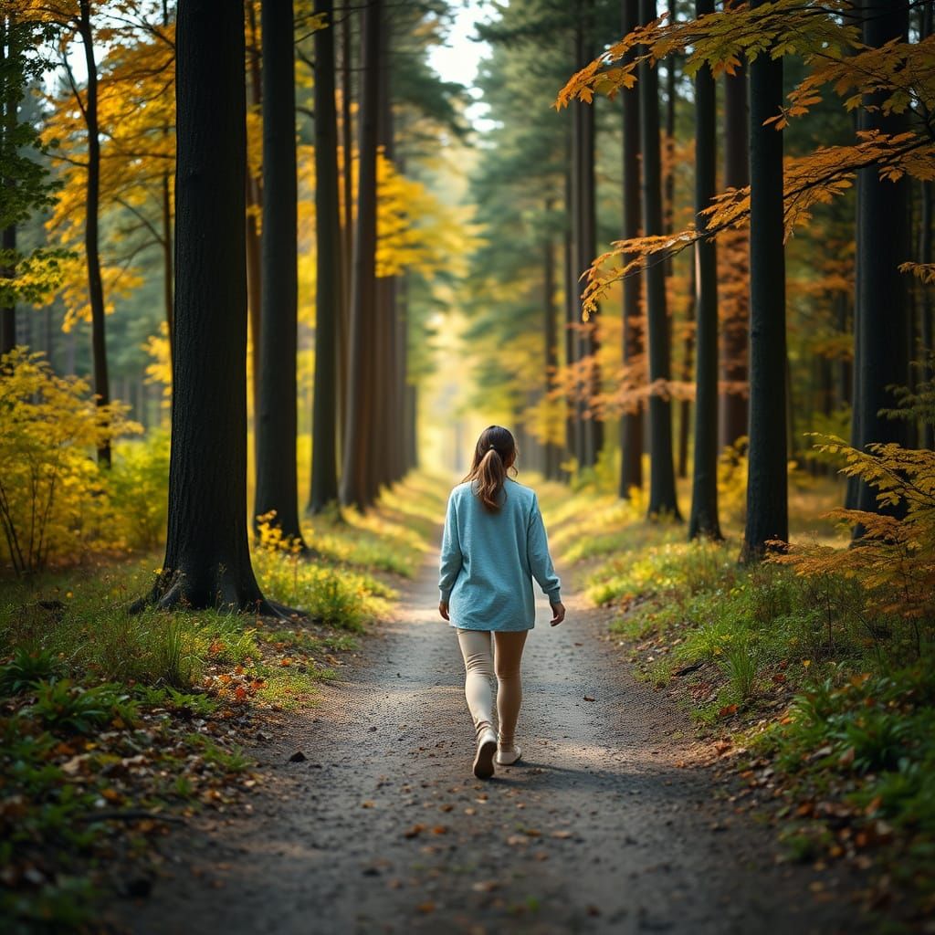 Serene Forest Path in Warm Natural Light