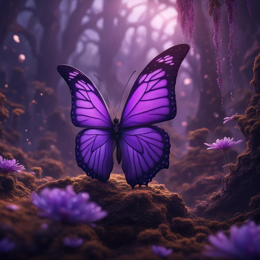 Fantastical Purple Butterfly Concept Art in 8K
