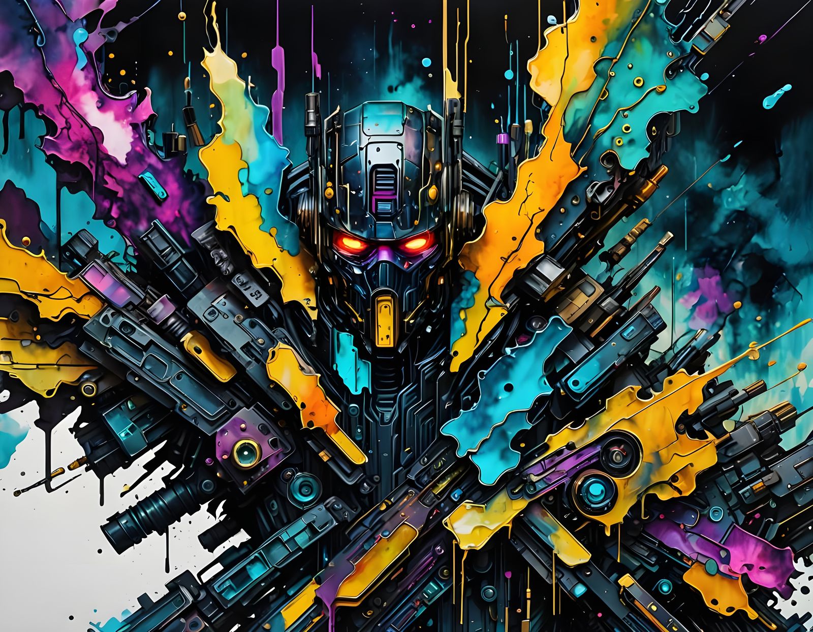 Cyberpunk Abstract Alcohol Ink Sci-Fi Art