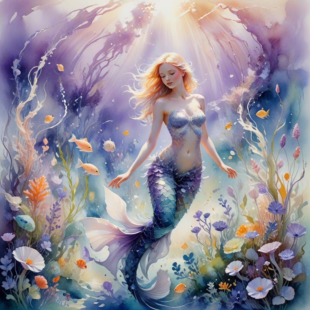 Whimsical Mermaids in Dreamy Underwater Gardens