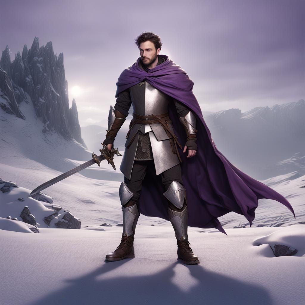 Medieval Noble in Snowy Wasteland, Fantasy Art