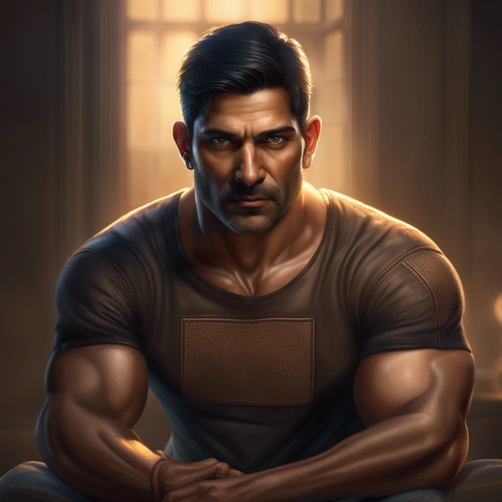 Hyperdetailed Portrait of a Handsome Indian Man