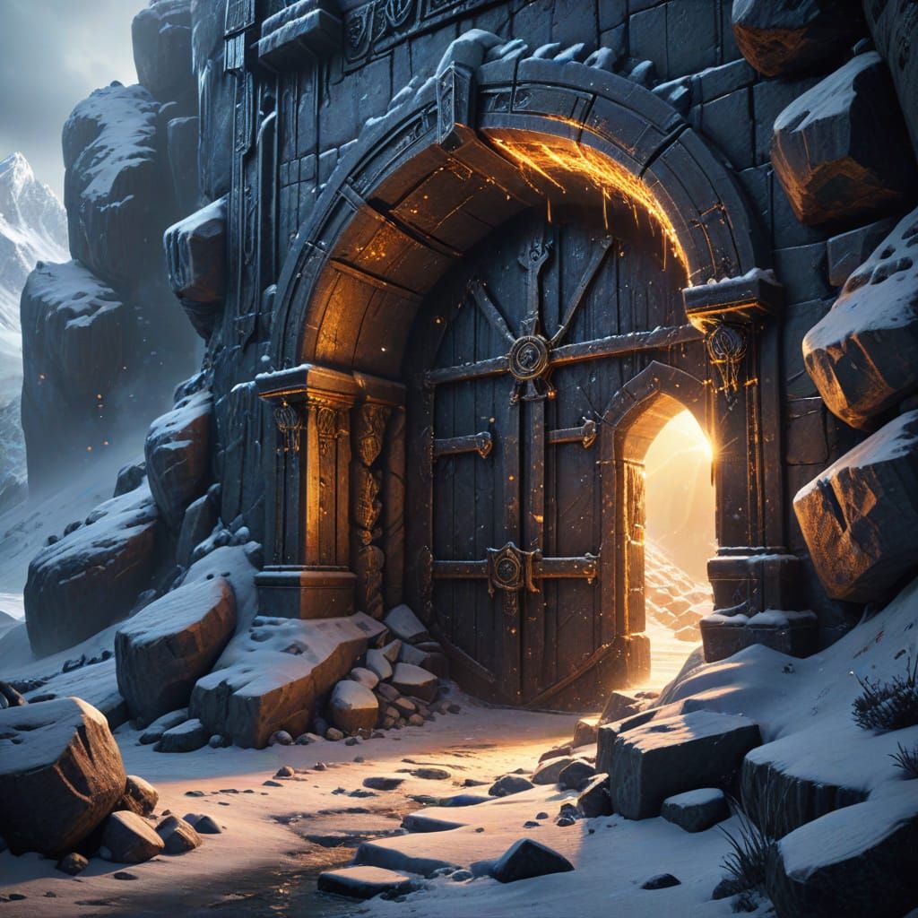 Mystical Dwarven Mine Entrance in Frozen Mountain