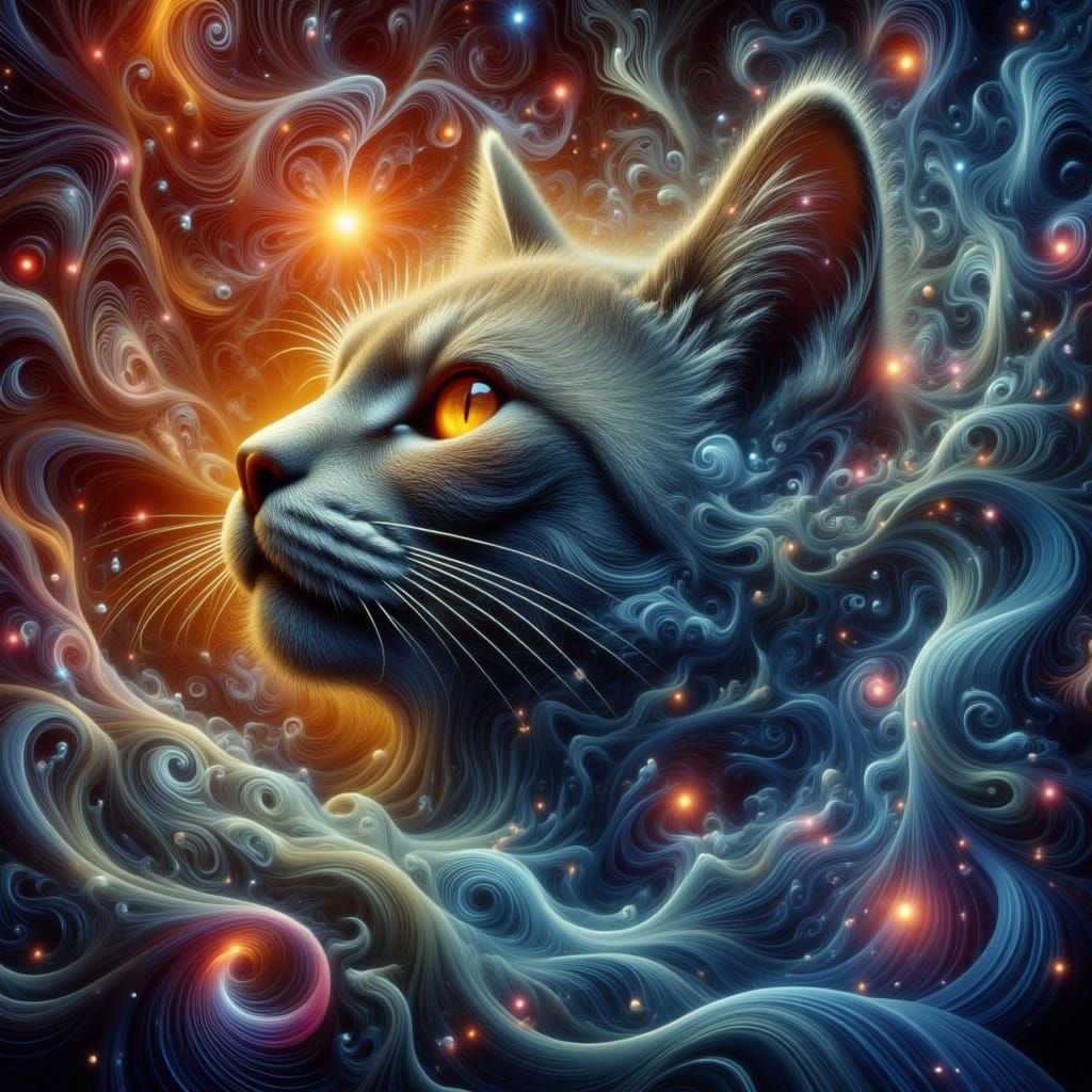 Ethereal Cat of Surreal Despair in Beksiński's Nightmare Sty...