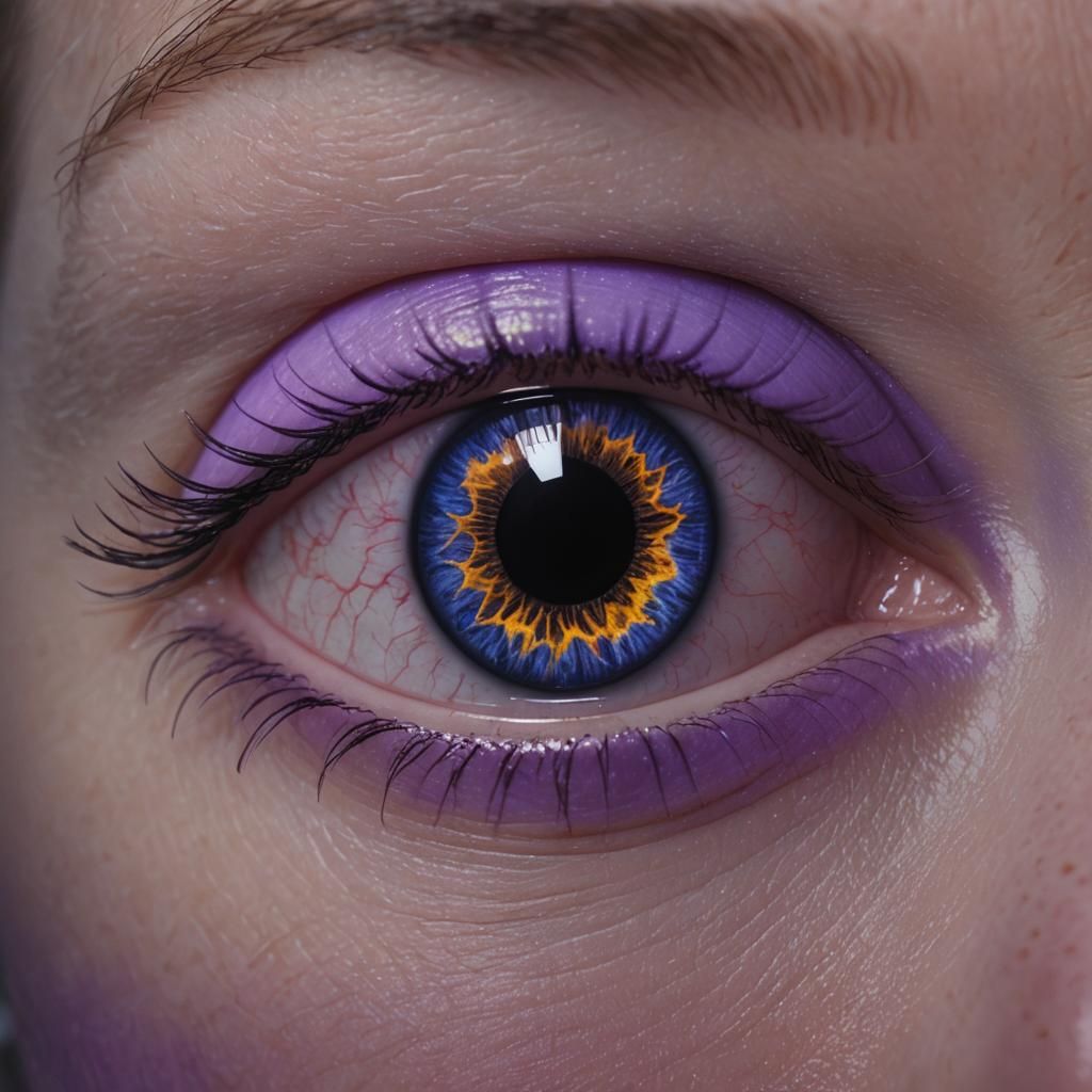 Realistic Eye Close-up with Luminol UV Blacklight
