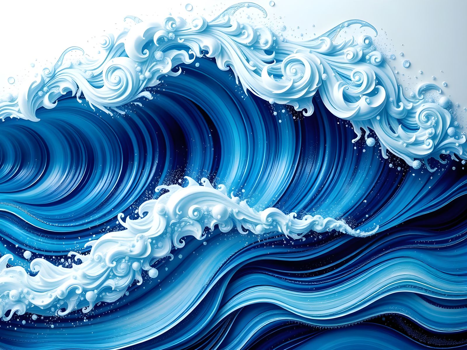 Abstract Wave Painting with Dynamic Brushstrokes