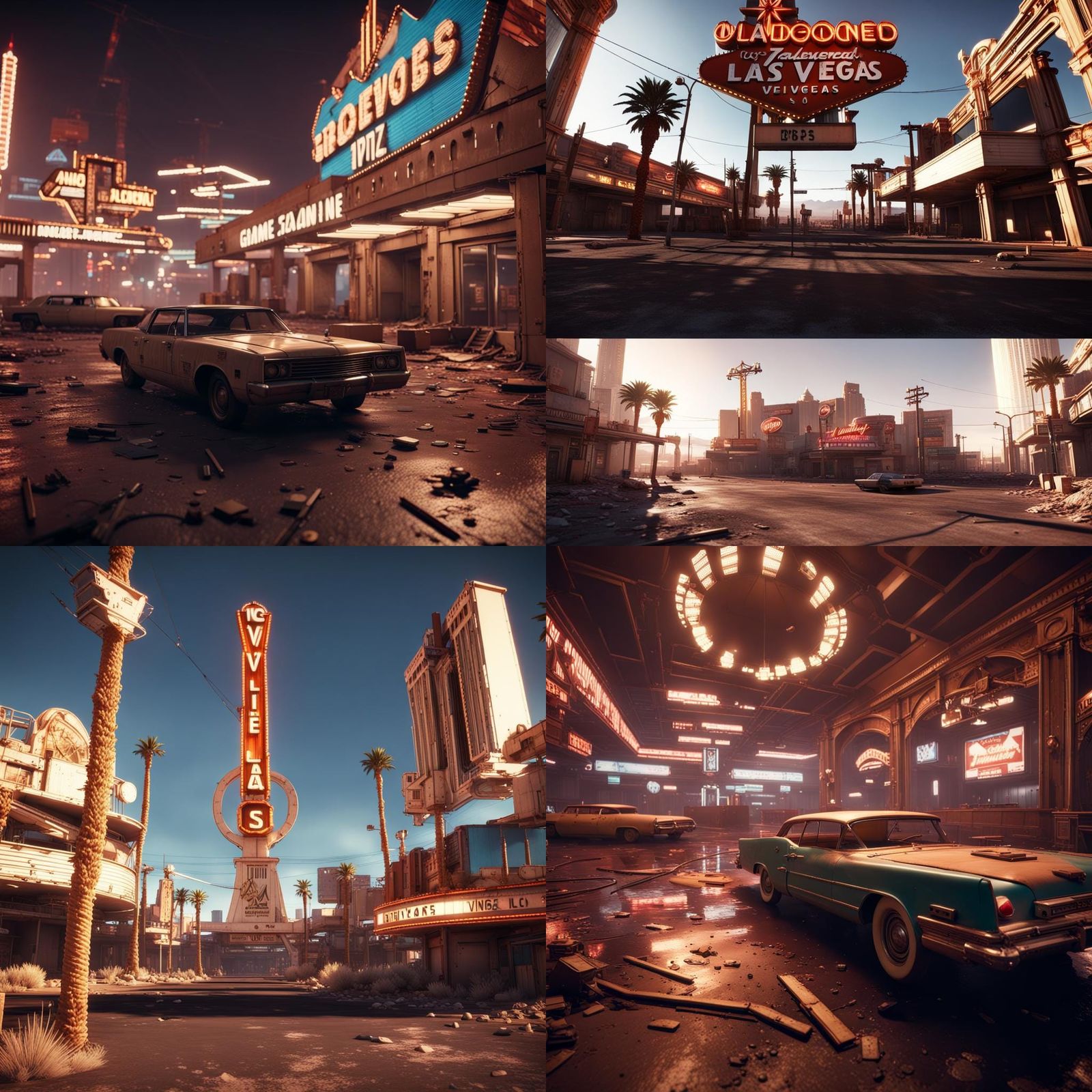 Abandoned Las Vegas in Chaotic Future: 3D Render